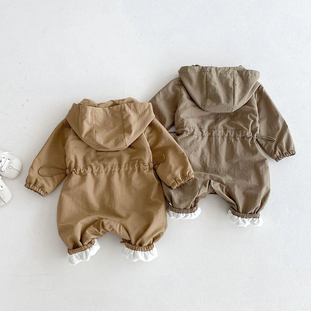 Baby Romper Jacket - Unisex Infant Jumpsuit With Hooded Zipper Closure - ZOOMNSTORE