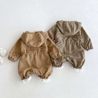 Baby Romper Jacket - Unisex Infant Jumpsuit With Hooded Zipper Closure - ZOOMNSTORE