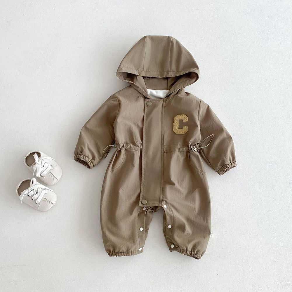 Baby Romper Jacket - Unisex Infant Jumpsuit With Hooded Zipper Closure - ZOOMNSTORE