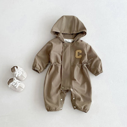Baby Romper Jacket - Unisex Infant Jumpsuit With Hooded Zipper Closure - ZOOMNSTORE