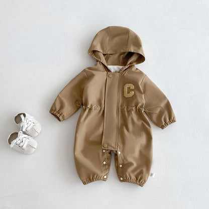 Baby Romper Jacket - Unisex Infant Jumpsuit With Hooded Zipper Closure - ZOOMNSTORE