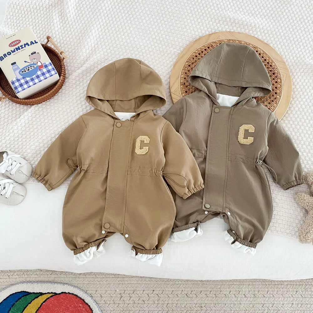 Baby Romper Jacket - Unisex Infant Jumpsuit With Hooded Zipper Closure - ZOOMNSTORE
