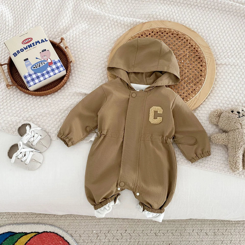 Baby Romper Jacket - Unisex Infant Jumpsuit With Hooded Zipper Closure - ZOOMNSTORE