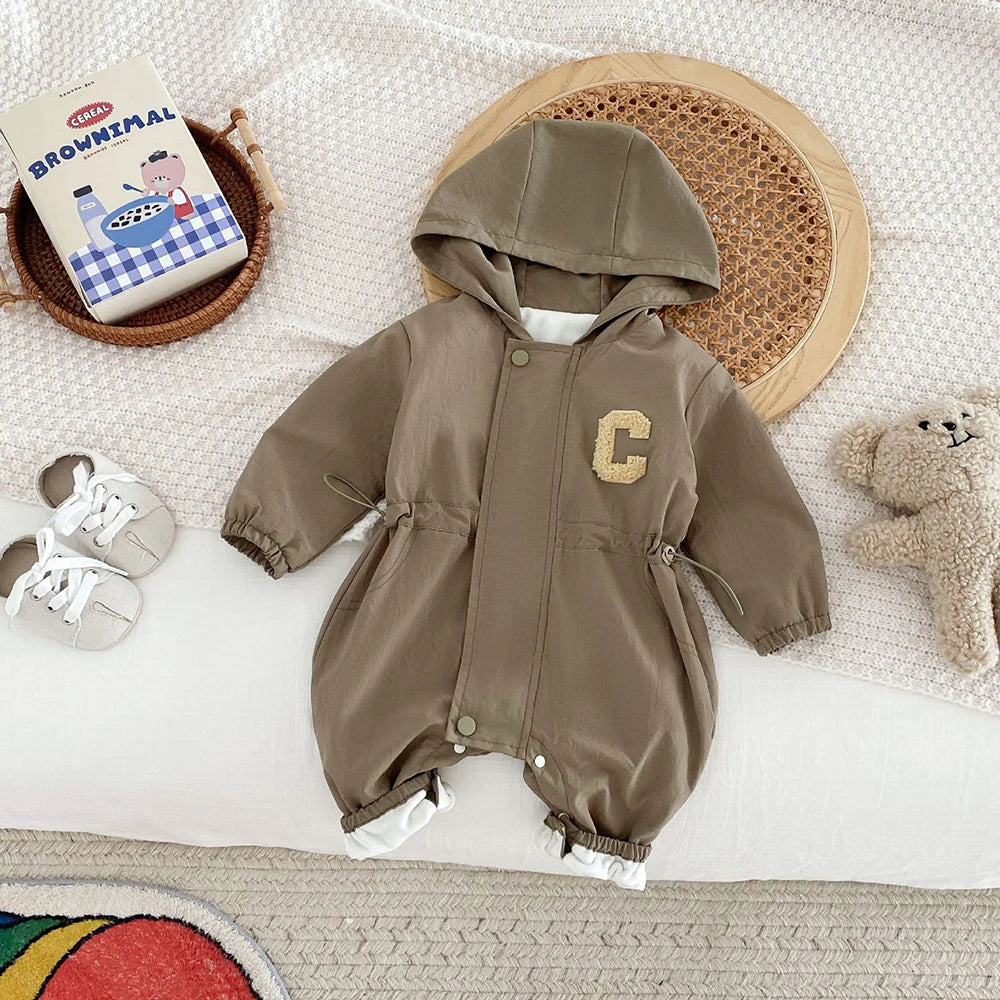 Baby Romper Jacket - Unisex Infant Jumpsuit With Hooded Zipper Closure - ZOOMNSTORE
