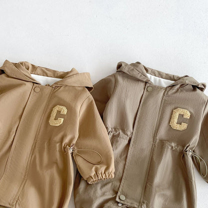 Baby Romper Jacket - Unisex Infant Jumpsuit With Hooded Zipper Closure - ZOOMNSTORE