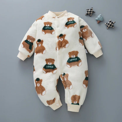 Baby Romper - Soft Flannel Infant Jumpsuit With Elastic Cuffs | Newborn Clothes - ZOOMNSTORE