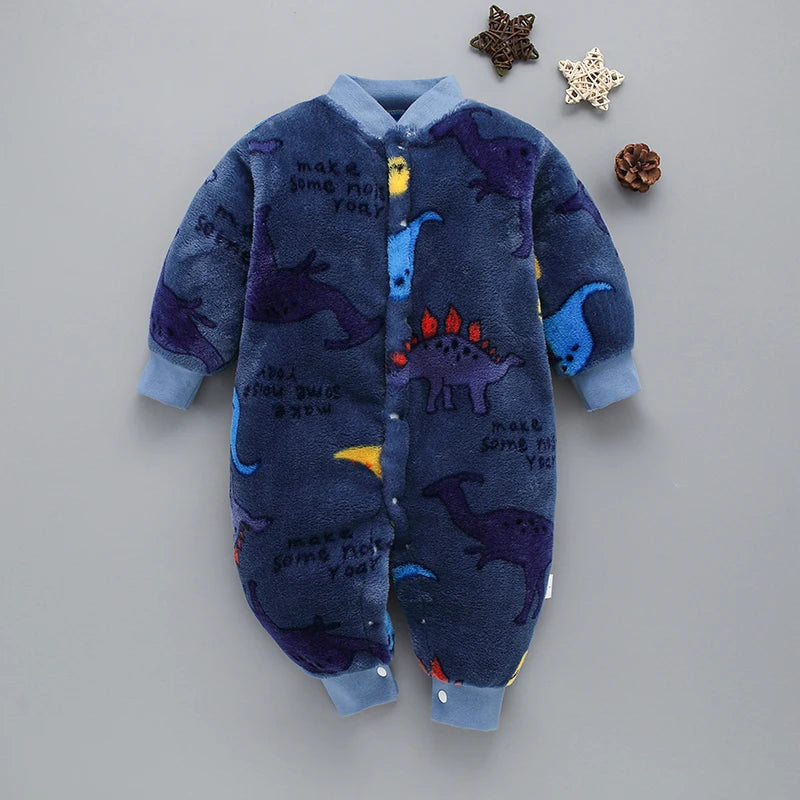 Baby Romper - Soft Flannel Infant Jumpsuit With Elastic Cuffs | Newborn Clothes - ZOOMNSTORE