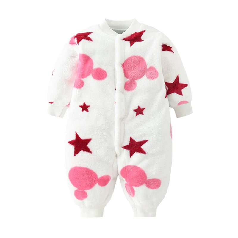 Baby Romper - Soft Flannel Infant Jumpsuit With Elastic Cuffs | Newborn Clothes - ZOOMNSTORE