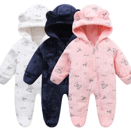 Baby Rompers - Flannel Infant Jumpsuit | Warm Autumn Winter Bodysuit 0-12M - ZOOMNSTORE