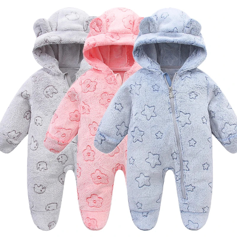 Baby Rompers - Flannel Infant Jumpsuit | Warm Autumn Winter Bodysuit 0-12M - ZOOMNSTORE