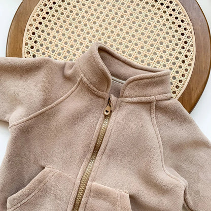 Baby Rompers Fleece - Soft Cotton Polyester Infant Jumpsuit With Zipper Closure - ZOOMNSTORE