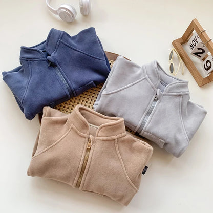 Baby Rompers Fleece - Soft Cotton Polyester Infant Jumpsuit With Zipper Closure - ZOOMNSTORE