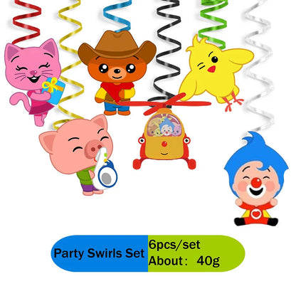 Cartoon Clown Baby Shower Party Set - Disposable Napkins Plates Cups Balloons Banner - ZOOMNSTORE