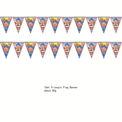 Cartoon Clown Baby Shower Party Set - Disposable Napkins Plates Cups Balloons Banner - ZOOMNSTORE