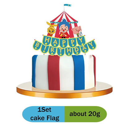 Cartoon Clown Baby Shower Party Set - Disposable Napkins Plates Cups Balloons Banner - ZOOMNSTORE