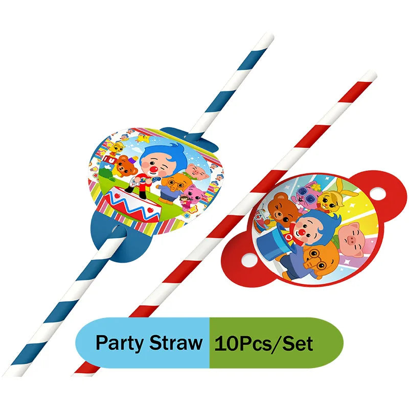 Cartoon Clown Baby Shower Party Set - Disposable Napkins Plates Cups Balloons Banner - ZOOMNSTORE