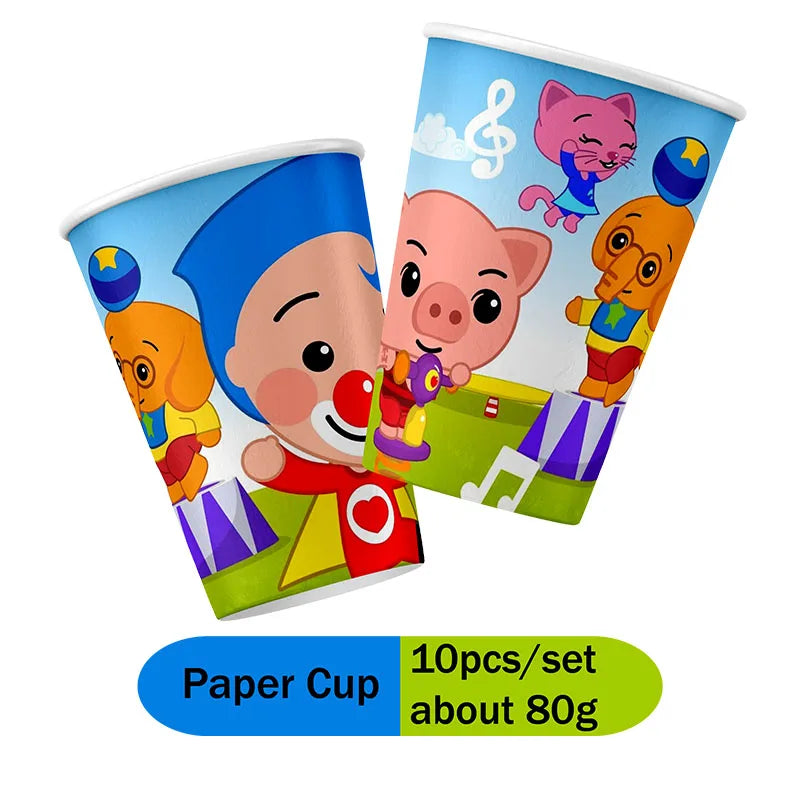 Cartoon Clown Baby Shower Party Set - Disposable Napkins Plates Cups Balloons Banner - ZOOMNSTORE