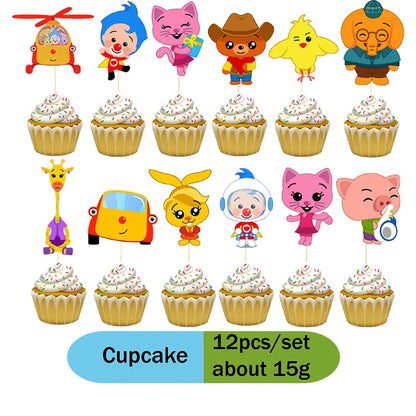 Cartoon Clown Baby Shower Party Set - Disposable Napkins Plates Cups Balloons Banner - ZOOMNSTORE