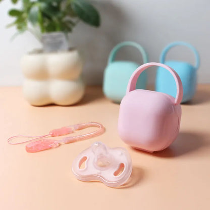 3Pcs Baby Apple Pacifier Set Silicone Soother with Spring pacifier chain and PP storage Box 100% BPA Free Portable Pacifier Set - ZOOMNSTORE