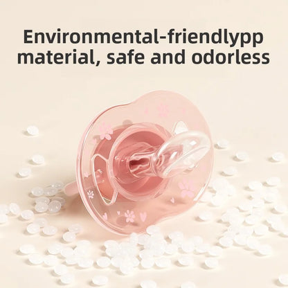 Baby Silicone Pacifier - Flat Head Infant Soother with Dust-Proof Lid & PP Handle - ZOOMNSTORE