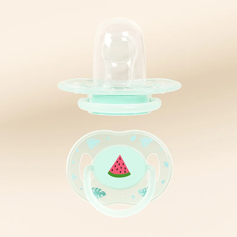 Baby Silicone Pacifier - Flat Head Infant Soother with Dust-Proof Lid & PP Handle - ZOOMNSTORE
