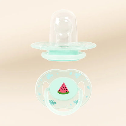 Baby Silicone Pacifier - Flat Head Infant Soother with Dust-Proof Lid & PP Handle - ZOOMNSTORE