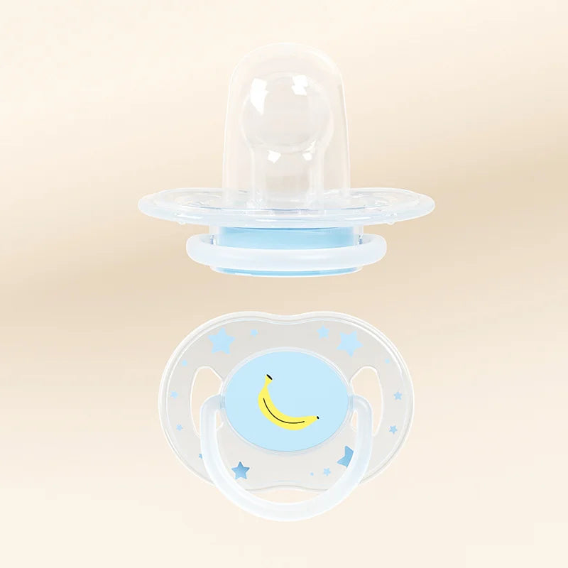 Baby Silicone Pacifier - Flat Head Infant Soother with Dust-Proof Lid & PP Handle - ZOOMNSTORE