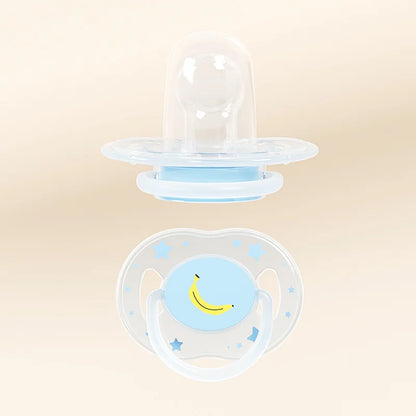 Baby Silicone Pacifier - Flat Head Infant Soother with Dust-Proof Lid & PP Handle - ZOOMNSTORE