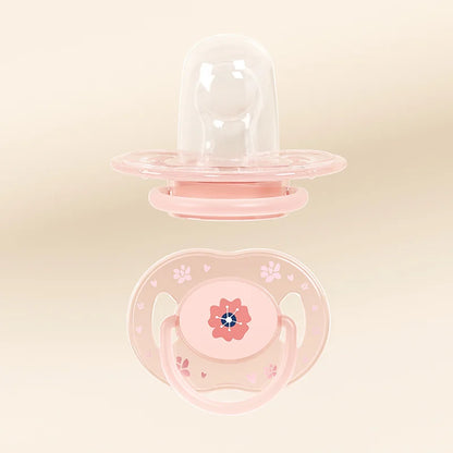 Baby Silicone Pacifier - Flat Head Infant Soother with Dust-Proof Lid & PP Handle - ZOOMNSTORE