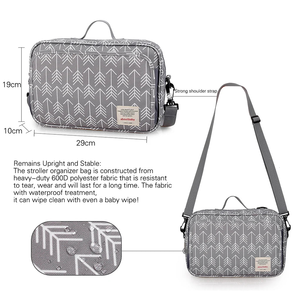 Baby Stroller Bag Waterproof Portable Outing Travel Mummy Bag Multifunction Diaper Bottle Storage Hanging Bag Pram Organizer - ZOOMNSTORE