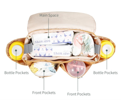 Universal Buggy Baby Pram Organizer Bottle Holder Multipurpose Baby Stroller Accessory Stroller Caddy Storage Diaper Nappy Bag - ZOOMNSTORE