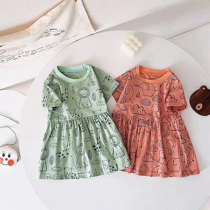 Summer Baby Dress - Cute Short Sleeve Cotton Dress for Girls - ZOOMNSTORE