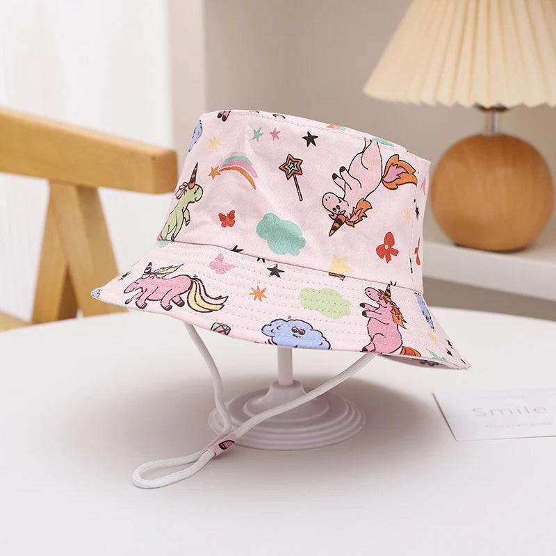New Panama Summer Baby Sun Hat for Girls and Boys Beach Sun Cap Cartoon Autumn Kids Fisherman's Cap Outdoor Baby Bucket Hat - ZOOMNSTORE