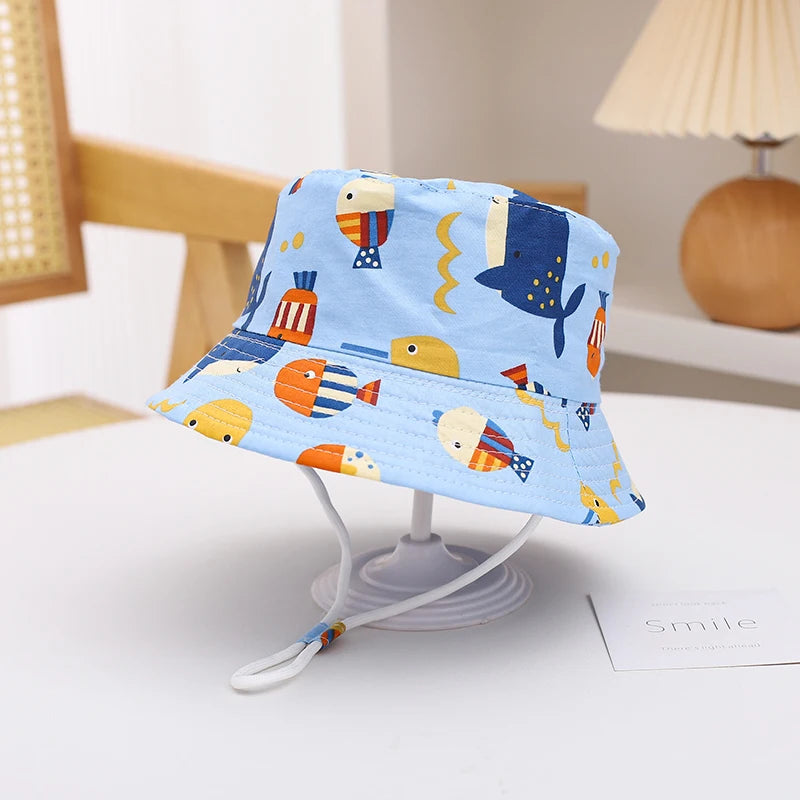 New Panama Summer Baby Sun Hat for Girls and Boys Beach Sun Cap Cartoon Autumn Kids Fisherman's Cap Outdoor Baby Bucket Hat - ZOOMNSTORE