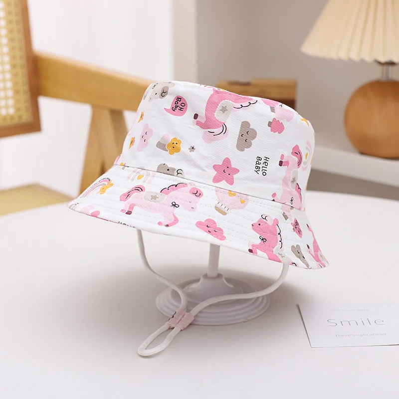 New Panama Summer Baby Sun Hat for Girls and Boys Beach Sun Cap Cartoon Autumn Kids Fisherman's Cap Outdoor Baby Bucket Hat - ZOOMNSTORE