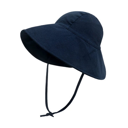 Baby SunHat Summer Boys Girls Bucket Hat Kids Cotton UV Travel Hats Child Big Brim Outdoor Beach Caps Fashion Casual Panama Cap - ZOOMNSTORE