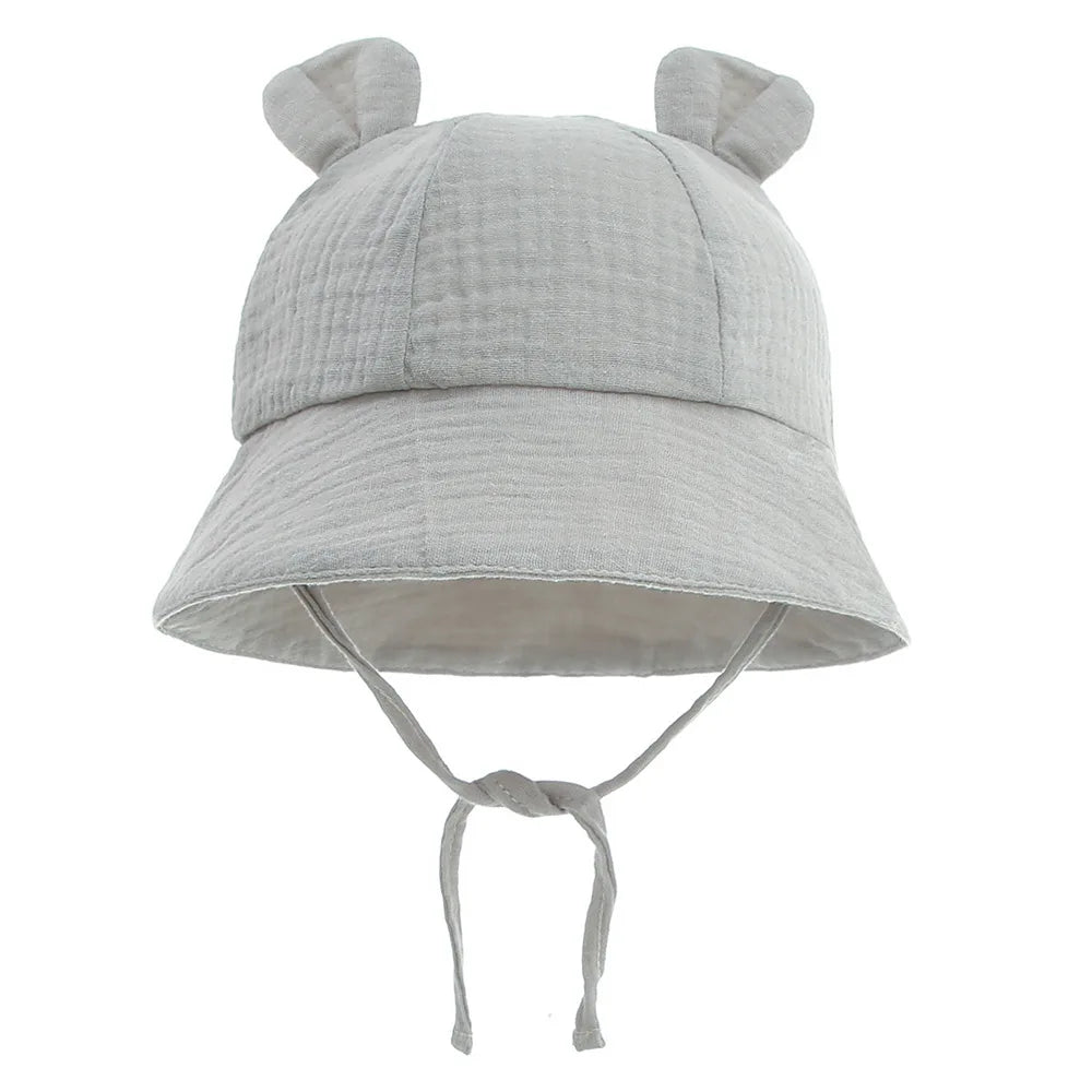 Muslin Cotton Baby Hat Summer Infant Cap Panama for Kids Soft Baby Sun Hats Girls Boys Bucket Hat Accessories Children 3-12M - ZOOMNSTORE