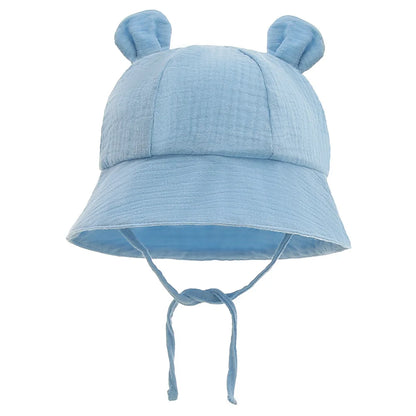 Muslin Cotton Baby Hat Summer Infant Cap Panama for Kids Soft Baby Sun Hats Girls Boys Bucket Hat Accessories Children 3-12M - ZOOMNSTORE