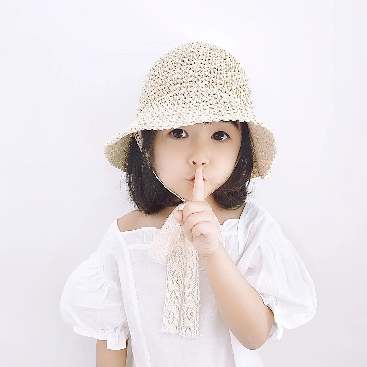 Fashion Lace Baby Hat Summer Straw Bow Baby Girl Cap Beach Children Panama Hat Princess Baby Hats and Caps for Kids 1PC - ZOOMNSTORE