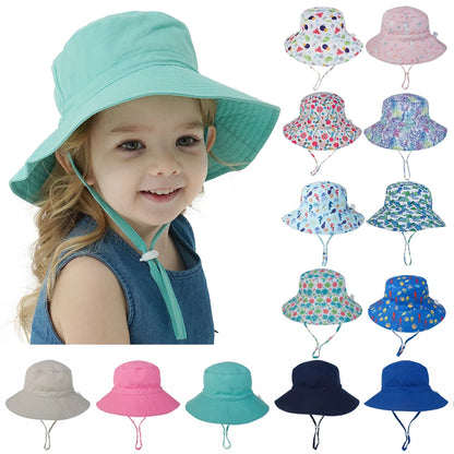 Summer Baby Sun Cap Baby Sun Hat For Girls and Boys Outdoor Neck Ear Cover Anti UV Kids Beach Caps Bucket Cap 0-8 Years - ZOOMNSTORE