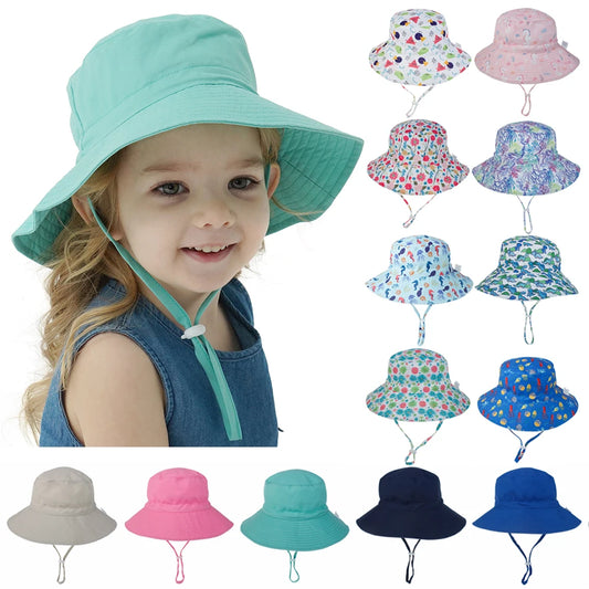 Summer Baby Sun Cap Baby Sun Hat For Girls and Boys Outdoor Neck Ear Cover Anti UV Kids Beach Caps Bucket Cap 0-8 Years - ZOOMNSTORE