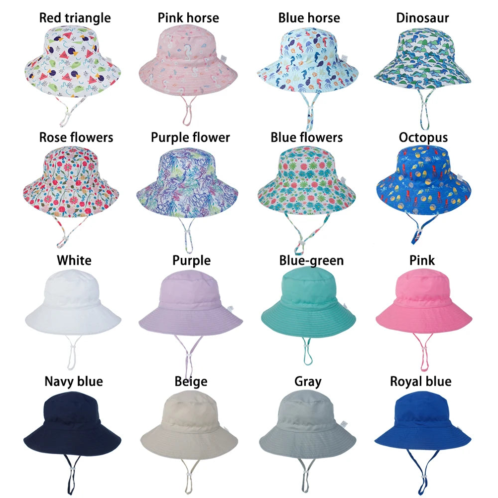 Summer Baby Sun Cap Baby Sun Hat For Girls and Boys Outdoor Neck Ear Cover Anti UV Kids Beach Caps Bucket Cap 0-8 Years - ZOOMNSTORE