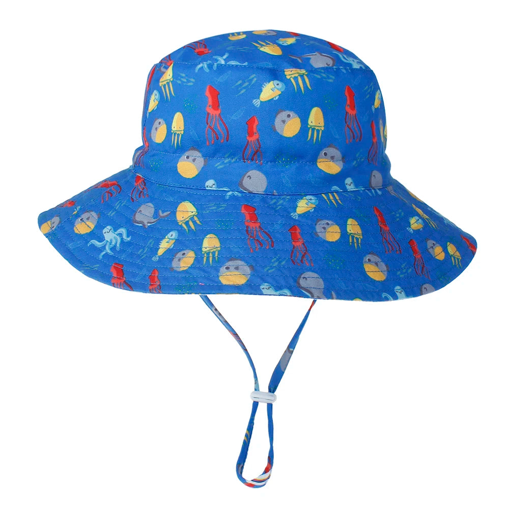 Summer Baby Sun Cap Baby Sun Hat For Girls and Boys Outdoor Neck Ear Cover Anti UV Kids Beach Caps Bucket Cap 0-8 Years - ZOOMNSTORE