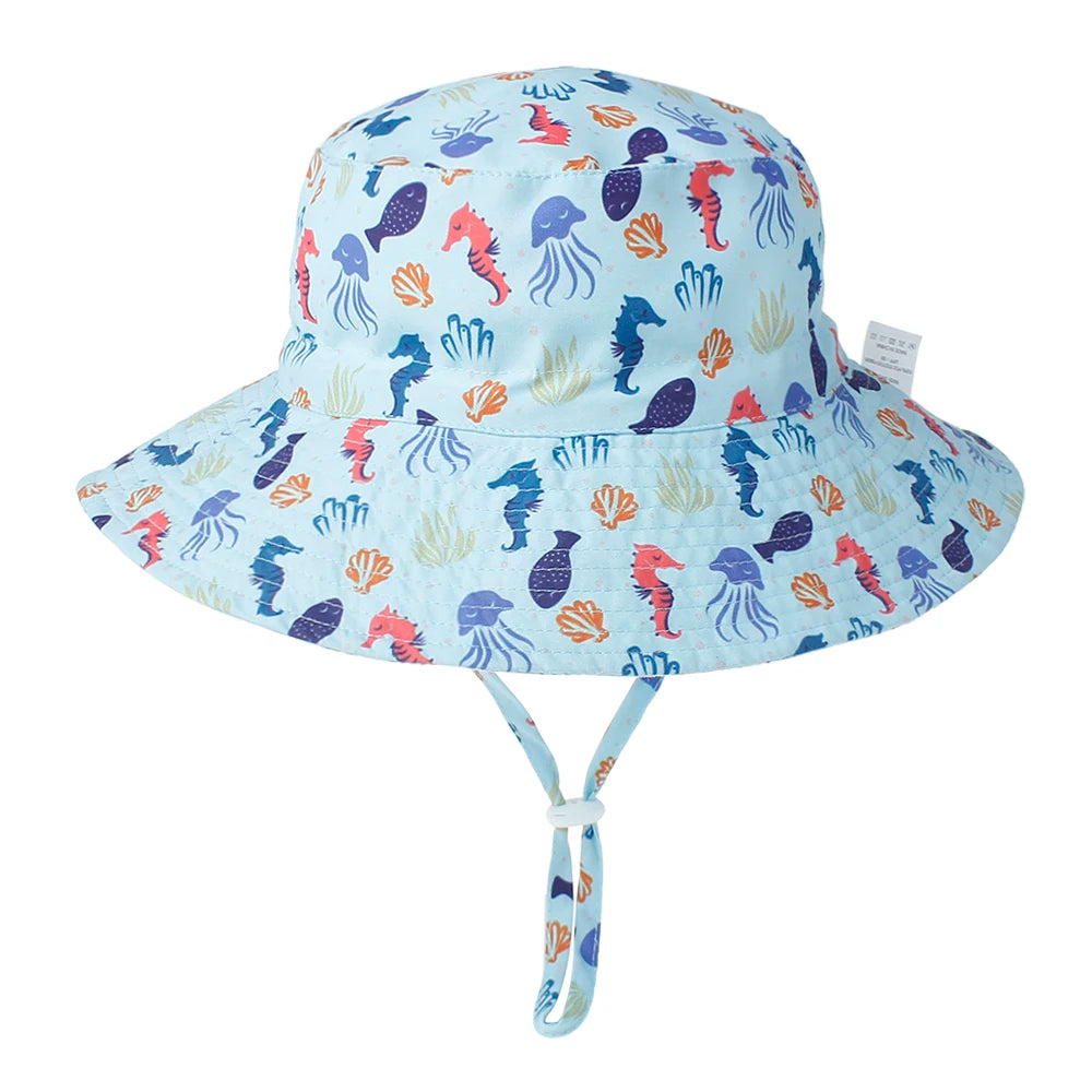 Summer Baby Sun Cap Baby Sun Hat For Girls and Boys Outdoor Neck Ear Cover Anti UV Kids Beach Caps Bucket Cap 0-8 Years - ZOOMNSTORE
