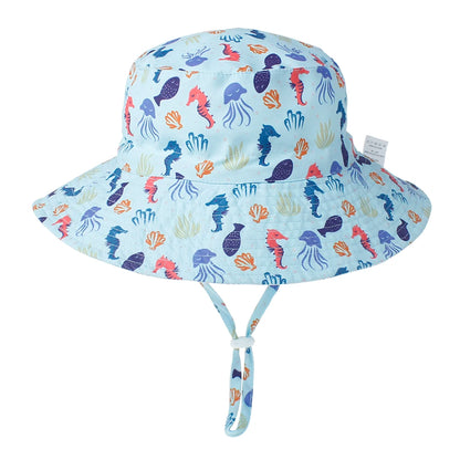Summer Baby Sun Cap Baby Sun Hat For Girls and Boys Outdoor Neck Ear Cover Anti UV Kids Beach Caps Bucket Cap 0-8 Years - ZOOMNSTORE