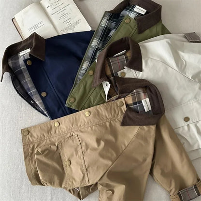 Cargo Trench Jacket for Baby  Toddler - Patchwork Spring Autumn Coat 1-10Y - ZOOMNSTORE