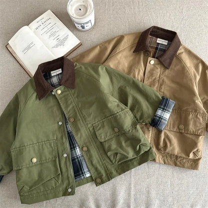 Cargo Trench Jacket for Baby  Toddler - Patchwork Spring Autumn Coat 1-10Y - ZOOMNSTORE