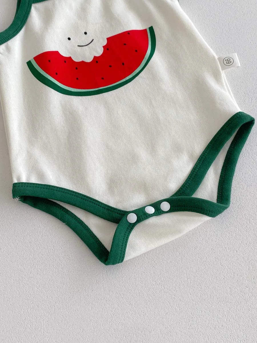 Baby Watermelon Jumpsuit - Lightweight Summer Baby Clothes With Sun Protection Hat - ZOOMNSTORE
