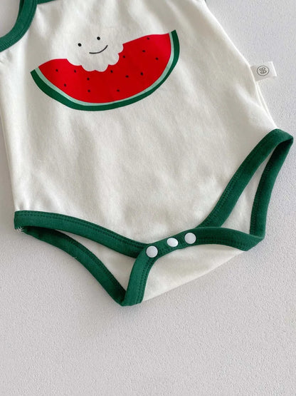 Baby Watermelon Jumpsuit - Lightweight Summer Baby Clothes With Sun Protection Hat - ZOOMNSTORE