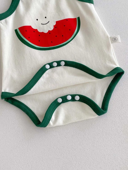 Baby Watermelon Jumpsuit - Lightweight Summer Baby Clothes With Sun Protection Hat - ZOOMNSTORE